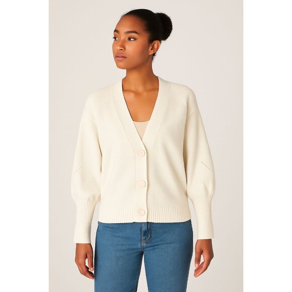 Maeve By Anthropologie Medium White Knit Cardigan Sweater W/ Button Front - Picture 1 of 15